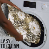 African Leopard Floral Pattern Bathroom Set Sahara Pearl