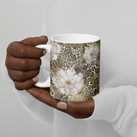 African Leopard Floral Pattern Ceramic Mug Sahara Pearl