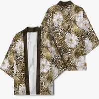 African Leopard Floral Pattern Kimono Sahara Pearl