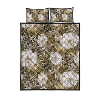 African Leopard Floral Pattern Quilt Bed Set Sahara Pearl