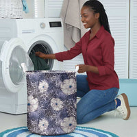 African Leopard Floral Pattern Laundry Basket Nile Indigo