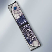 African Leopard Floral Pattern Auto Sun Shade Nile Indigo