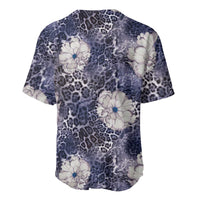 African Leopard Floral Pattern Baseball Jersey Nile Indigo