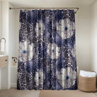 African Leopard Floral Pattern Bathroom Set Nile Indigo
