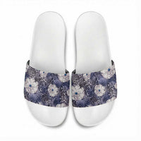 African Leopard Floral Pattern Slide Sandals Nile Indigo