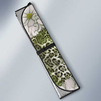 African Leopard Floral Pattern Auto Sun Shade Safari Moss