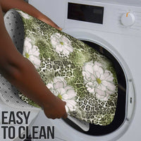 African Leopard Floral Pattern Bathroom Set Safari Moss