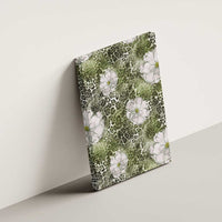 African Leopard Floral Pattern Canvas Wall Art Safari Moss