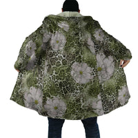 African Leopard Floral Pattern Cloak Safari Moss