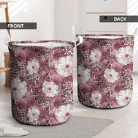 African Leopard Floral Pattern Laundry Basket Sunset Mauve