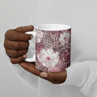 African Leopard Floral Pattern Ceramic Mug Sunset Mauve