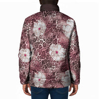 African Leopard Floral Pattern Padded Jacket Sunset Mauve