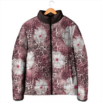 African Leopard Floral Pattern Padded Jacket Sunset Mauve