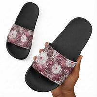 African Leopard Floral Pattern Slide Sandals Sunset Mauve