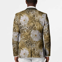 African Leopard Floral Pattern Blazer Savannah Gold