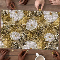 African Leopard Floral Pattern Puzzle Savannah Gold