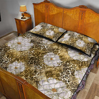 African Leopard Floral Pattern Quilt Bed Set Savannah Gold