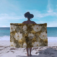 African Leopard Floral Pattern Sarong Savannah Gold