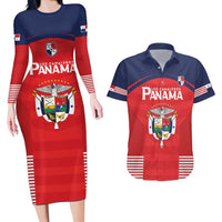 Custom Panama Football Couples Matching Long Sleeve Bodycon Dress and Hawaiian Shirt Go Los Canaleros Go