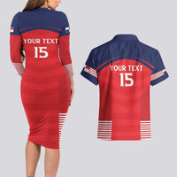 Custom Panama Football Couples Matching Long Sleeve Bodycon Dress and Hawaiian Shirt Go Los Canaleros Go