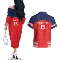 Custom Panama Football Couples Matching Off The Shoulder Long Sleeve Dress and Hawaiian Shirt Go Los Canaleros Go