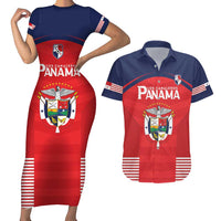 Custom Panama Football Couples Matching Short Sleeve Bodycon Dress and Hawaiian Shirt Go Los Canaleros Go