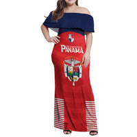 Custom Panama Football Family Matching Off Shoulder Maxi Dress and Hawaiian Shirt Go Los Canaleros Go
