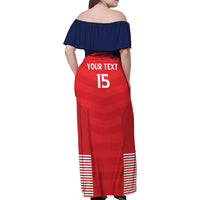 Custom Panama Football Family Matching Off Shoulder Maxi Dress and Hawaiian Shirt Go Los Canaleros Go