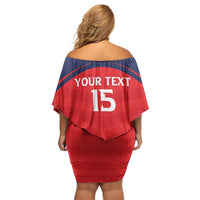 Custom Panama Football Family Matching Off Shoulder Short Dress and Hawaiian Shirt Go Los Canaleros Go