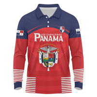 Custom Panama Football Long Sleeve Polo Shirt Go Los Canaleros Go