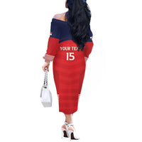 Custom Panama Football Off The Shoulder Long Sleeve Dress Go Los Canaleros Go