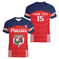 Custom Panama Football Women V-Neck T-Shirt Go Los Canaleros Go