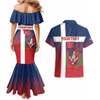 Custom Dominican Republic Football Couples Matching Mermaid Dress and Hawaiian Shirt Come On Los Quisqueyanos