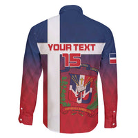 Custom Dominican Republic Football Family Matching Long Sleeve Bodycon Dress and Hawaiian Shirt Come On Los Quisqueyanos
