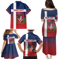 Custom Dominican Republic Football Family Matching Puletasi and Hawaiian Shirt Come On Los Quisqueyanos