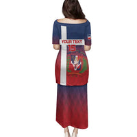 Custom Dominican Republic Football Family Matching Puletasi and Hawaiian Shirt Come On Los Quisqueyanos