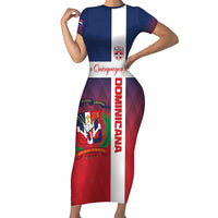 Custom Dominican Republic Football Family Matching Short Sleeve Bodycon Dress and Hawaiian Shirt Come On Los Quisqueyanos