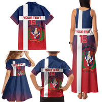 Custom Dominican Republic Football Family Matching Tank Maxi Dress and Hawaiian Shirt Come On Los Quisqueyanos