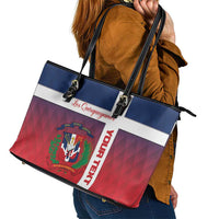 Custom Dominican Republic Football Leather Tote Bag Come On Los Quisqueyanos