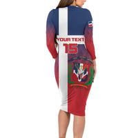 Custom Dominican Republic Football Long Sleeve Bodycon Dress Come On Los Quisqueyanos
