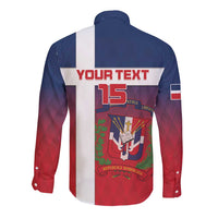 Custom Dominican Republic Football Long Sleeve Button Shirt Come On Los Quisqueyanos