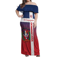 Custom Dominican Republic Football Off Shoulder Maxi Dress Come On Los Quisqueyanos