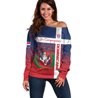Custom Dominican Republic Football Off Shoulder Sweater Come On Los Quisqueyanos