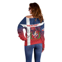 Custom Dominican Republic Football Off Shoulder Sweater Come On Los Quisqueyanos