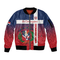 Custom Dominican Republic Football Sleeve Zip Bomber Jacket Come On Los Quisqueyanos