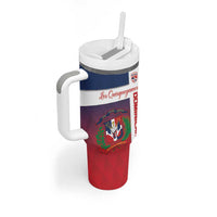 Custom Dominican Republic Football Tumbler With Handle Come On Los Quisqueyanos