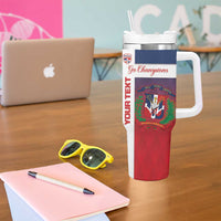 Custom Dominican Republic Football Tumbler With Handle Come On Los Quisqueyanos