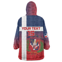 Custom Dominican Republic Football Wearable Blanket Hoodie Come On Los Quisqueyanos