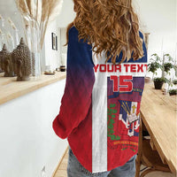 Custom Dominican Republic Football Women Casual Shirt Come On Los Quisqueyanos