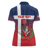 Custom Dominican Republic Football Women Polo Shirt Come On Los Quisqueyanos